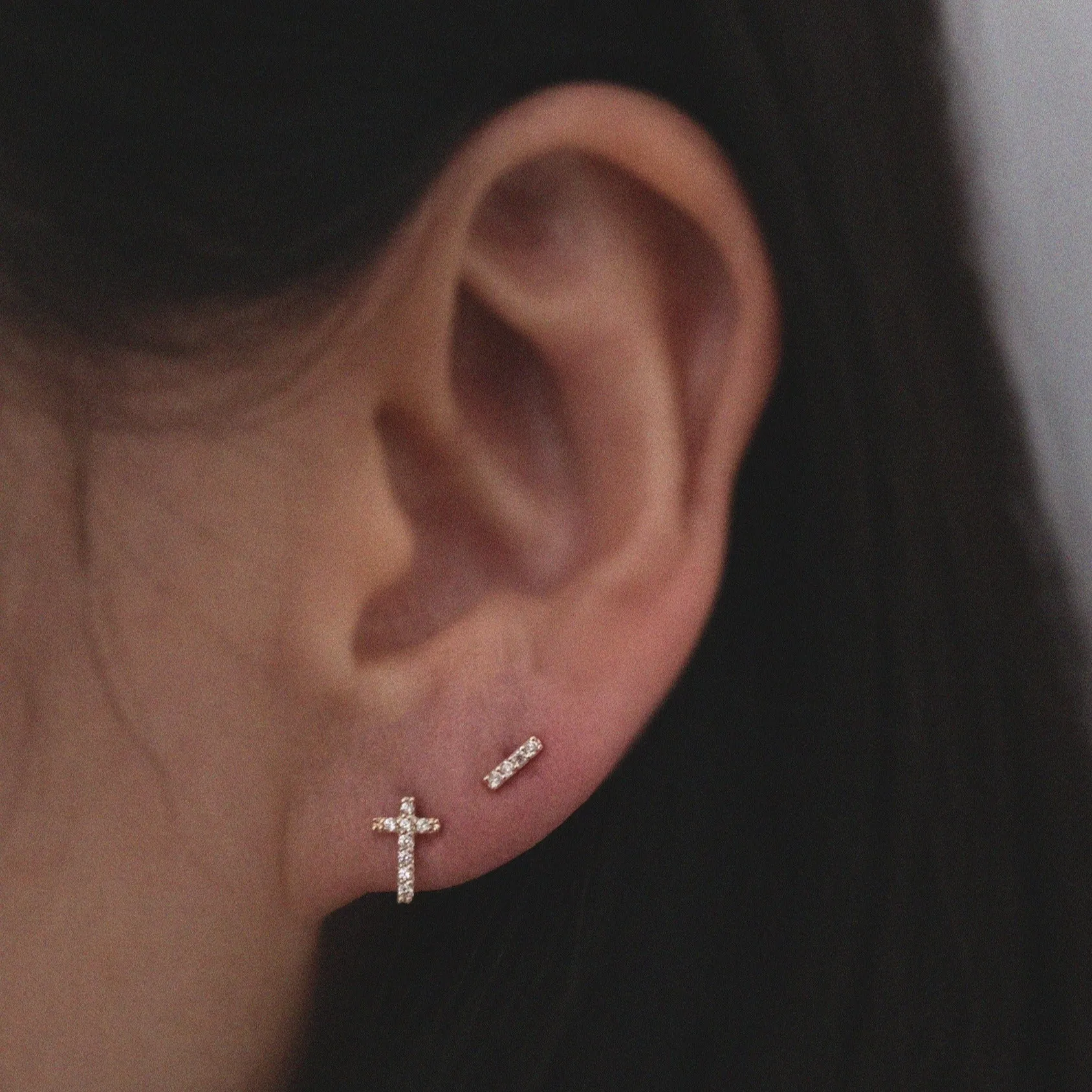 10K Crystal Cross Studs