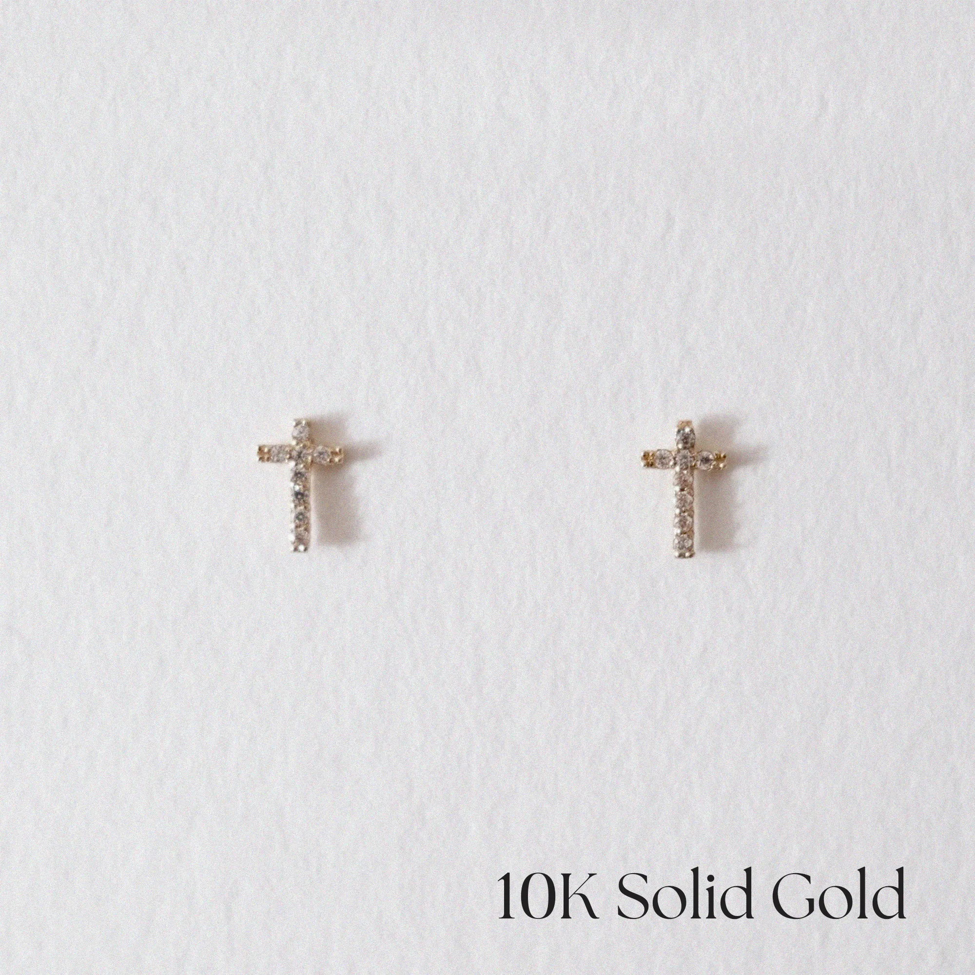 10K Crystal Cross Studs