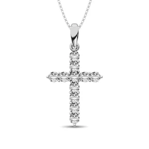 10K White Gold 1/3 Ct.Tw.Diamond Cross Pendant
