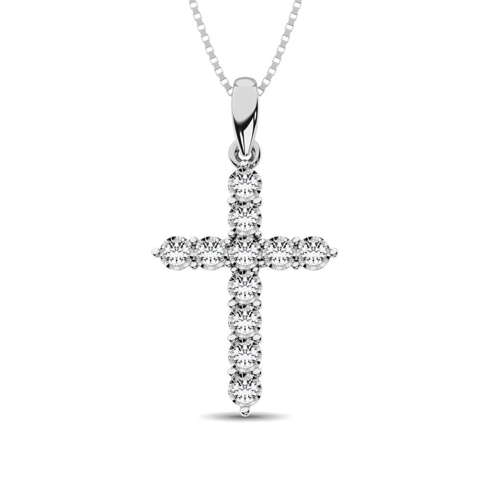 10K White Gold 1/3 Ct.Tw.Diamond Cross Pendant