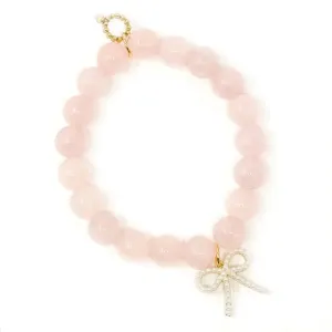 10mm Rose Quartz with Petite Pearl Bow