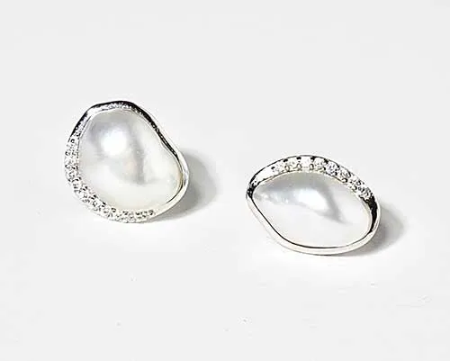 10mm South Sea Keshi Pearl Stud Earrings