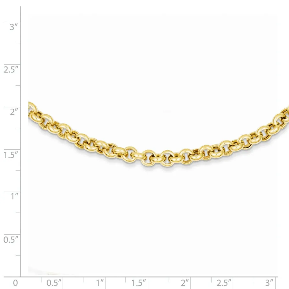 14K Gold 18in Fancy Rolo Necklace with Brushed Finish