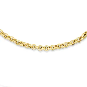 14K Gold 18in Fancy Rolo Necklace with Brushed Finish