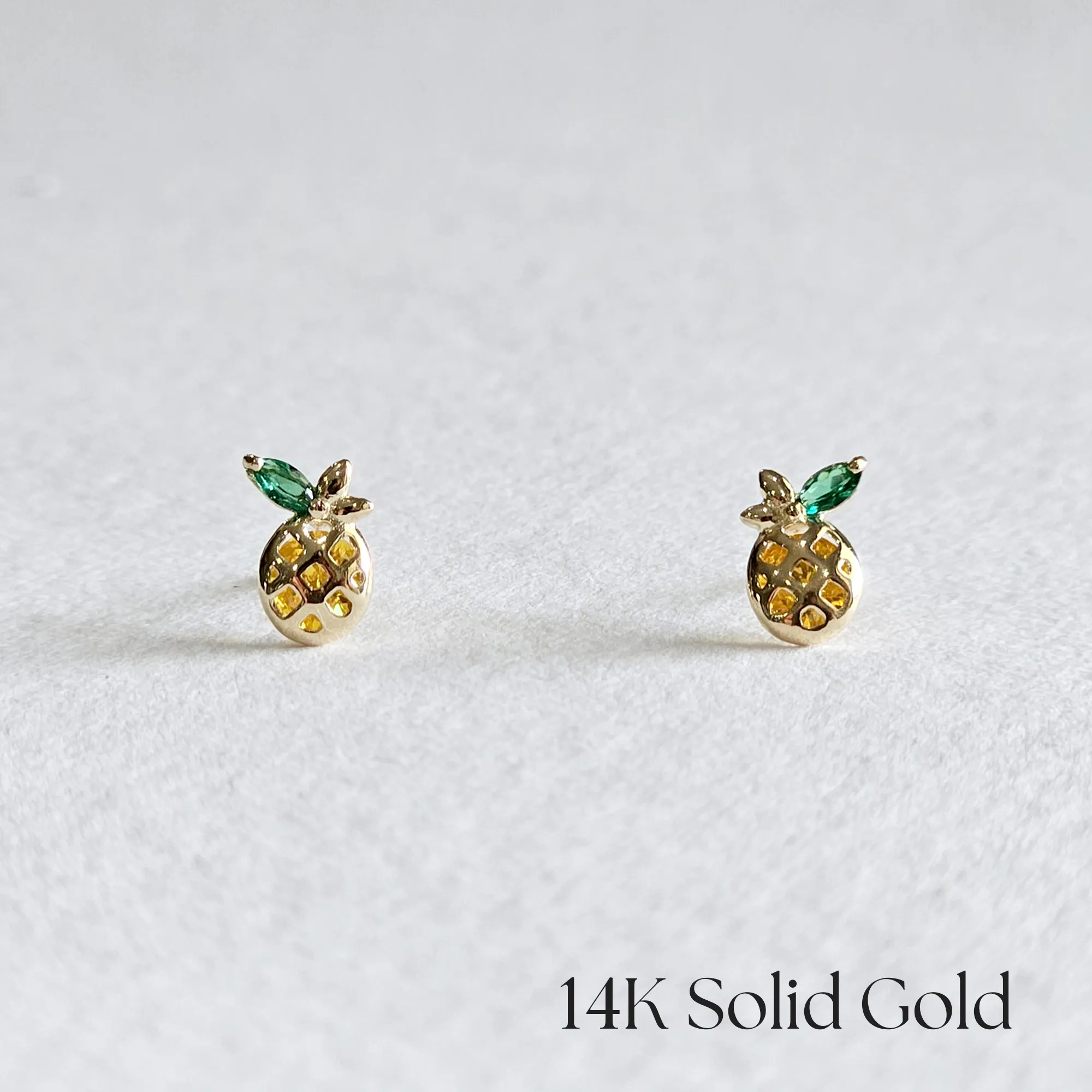14K Petite Pineapple Earrings