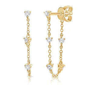 14K Simple Diamond Chain Earring