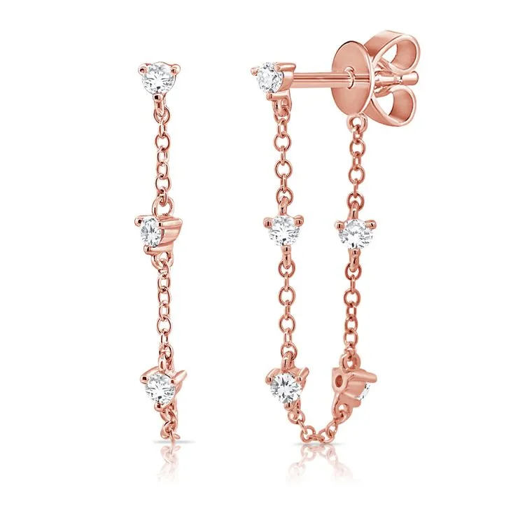 14K Simple Diamond Chain Earring