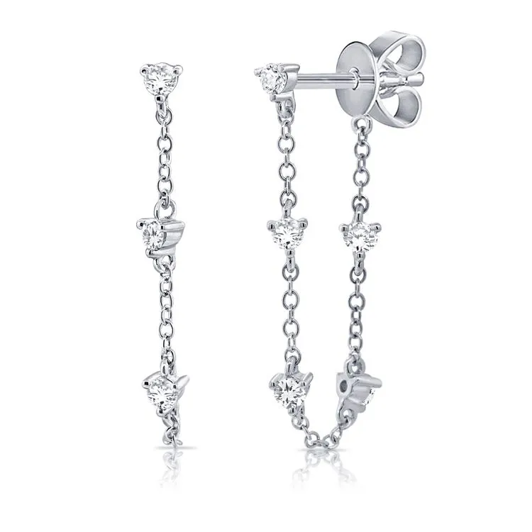 14K Simple Diamond Chain Earring