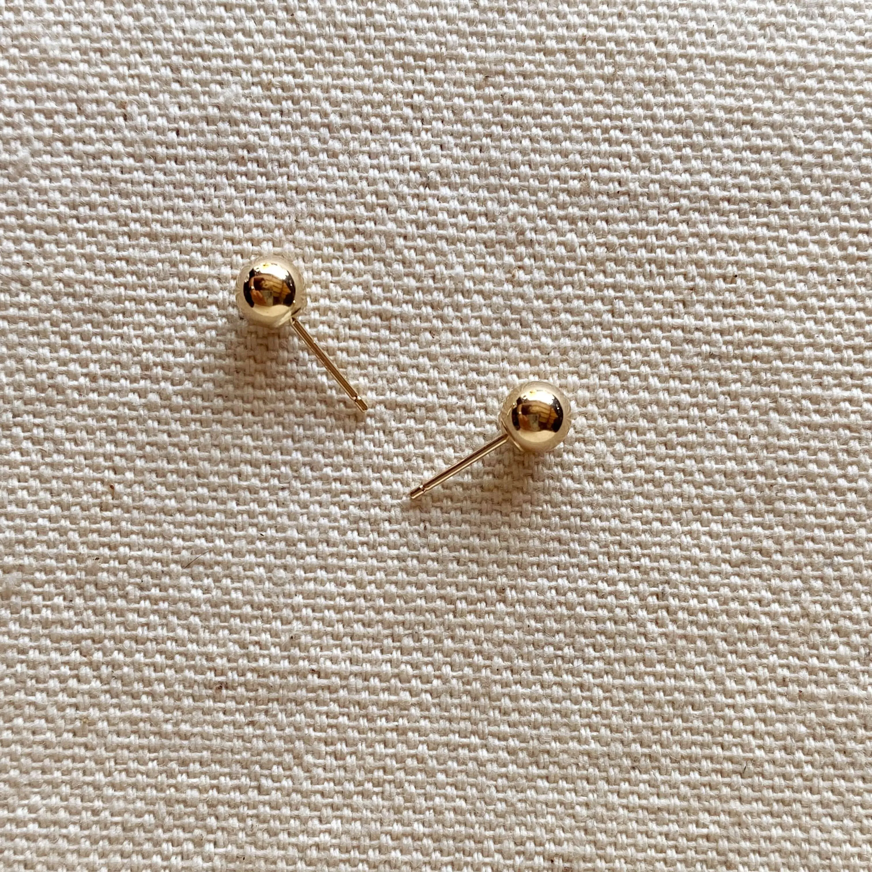 14k Solid Gold 5.0mm Ball Stud Earrings