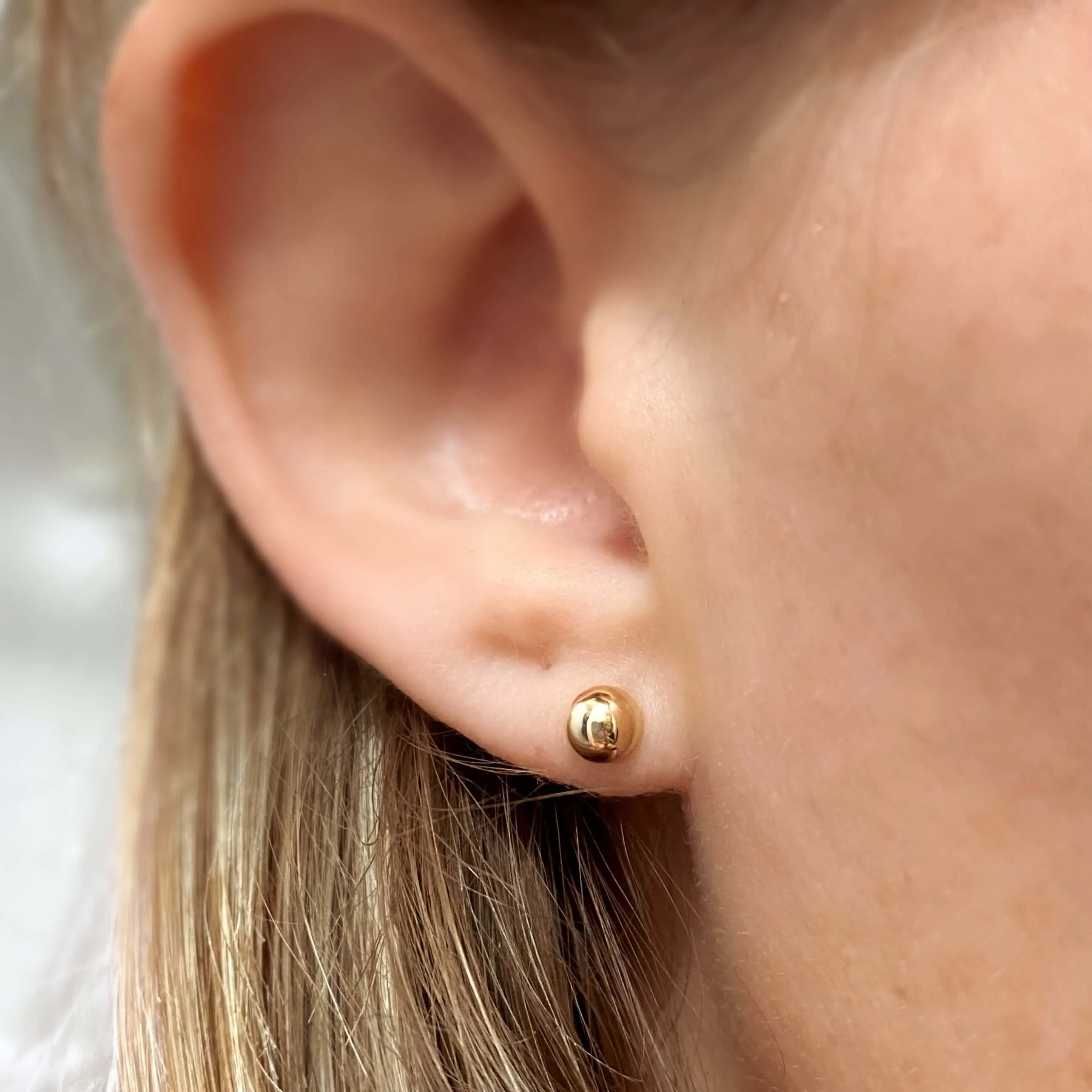 14k Solid Gold 5.0mm Ball Stud Earrings