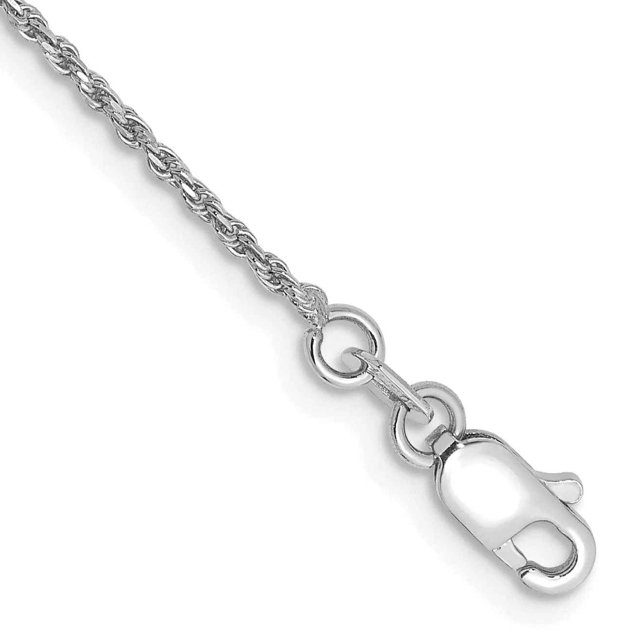 14k White Gold 1.15mm Diamond Cut Rope Chain
