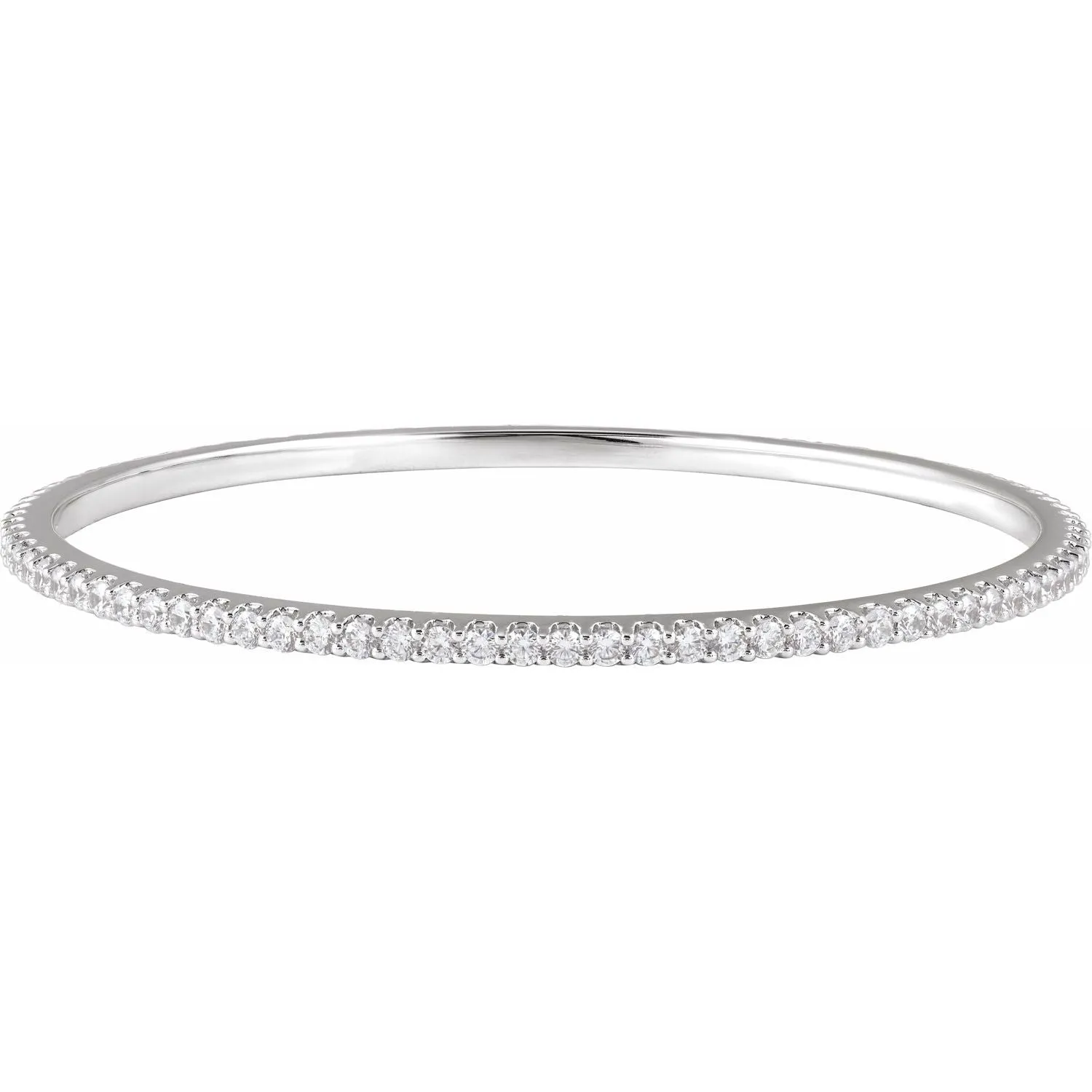 14k White Gold 5 CTW Lab-Grown Diamond Stackable Bangle Bracelet 8"