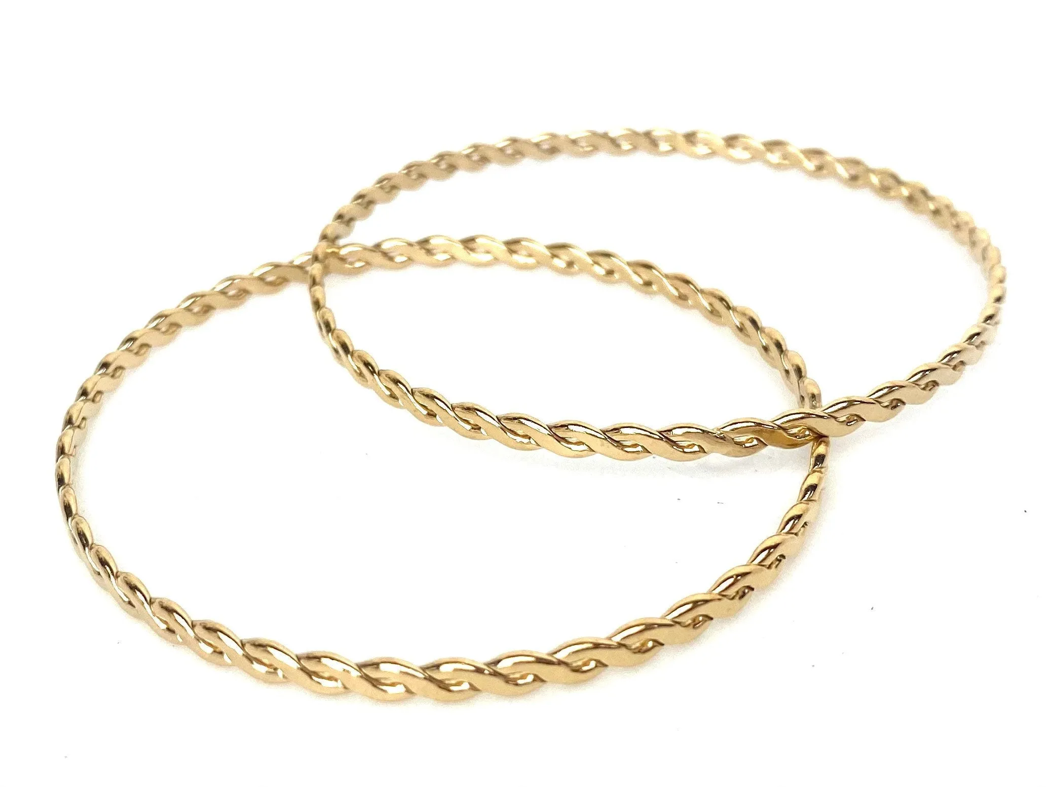 14KGF 7.5" 3 5mm Woven Wire Bangle, Sku#402193875LR