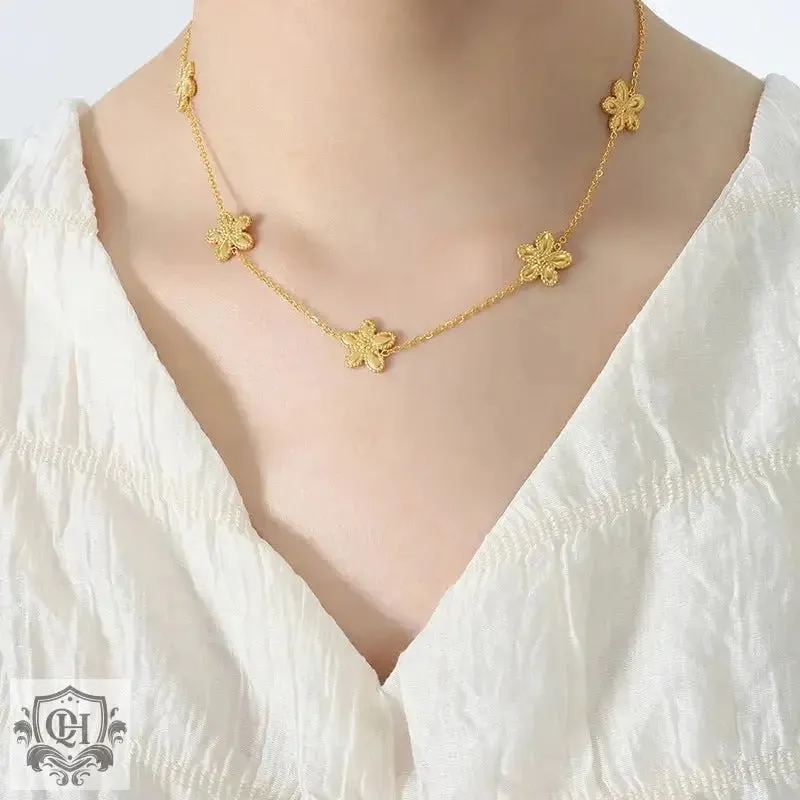 18K Gold Floral Necklace Or Bracelet