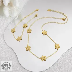 18K Gold Floral Necklace Or Bracelet