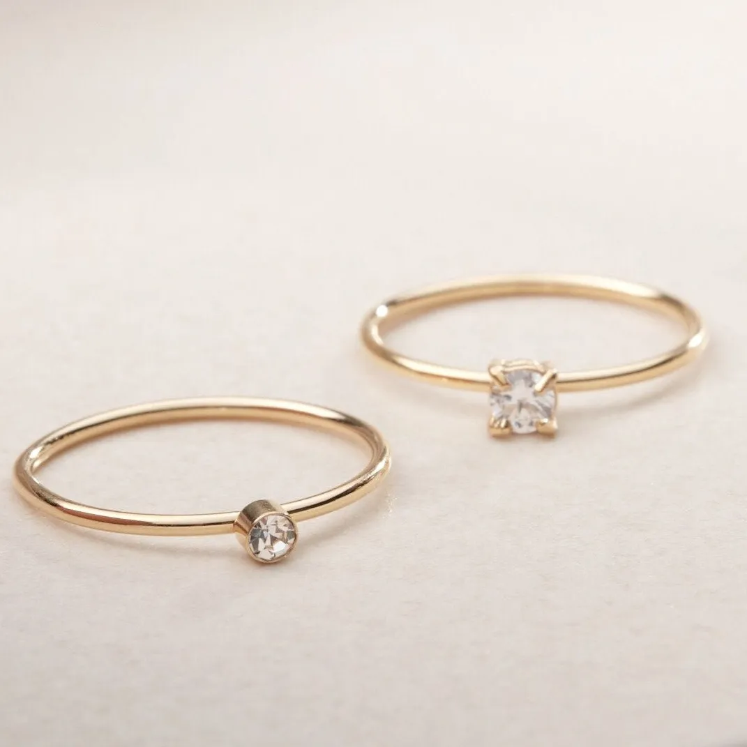 18K Gold Minimalist ring, Thin Gold Square Zirconia ring, Gold CZ ring, Hypoallergenic, Water-resistant, Gift for her, CZ Gold ring