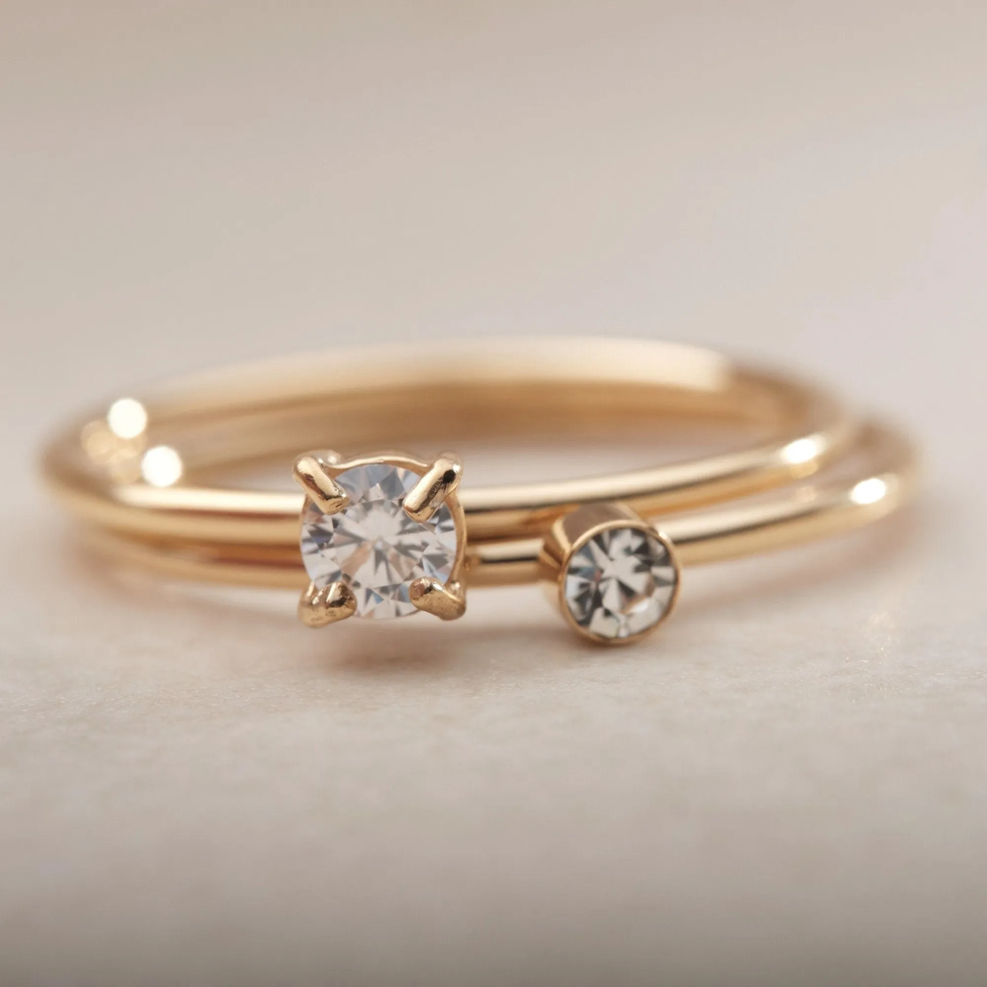 18K Gold Minimalist ring, Thin Gold Square Zirconia ring, Gold CZ ring, Hypoallergenic, Water-resistant, Gift for her, CZ Gold ring