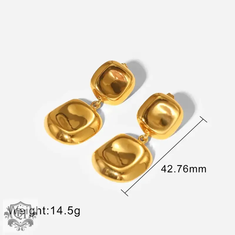 18K Gold Square Drop Earrings