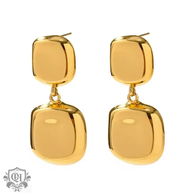18K Gold Square Drop Earrings