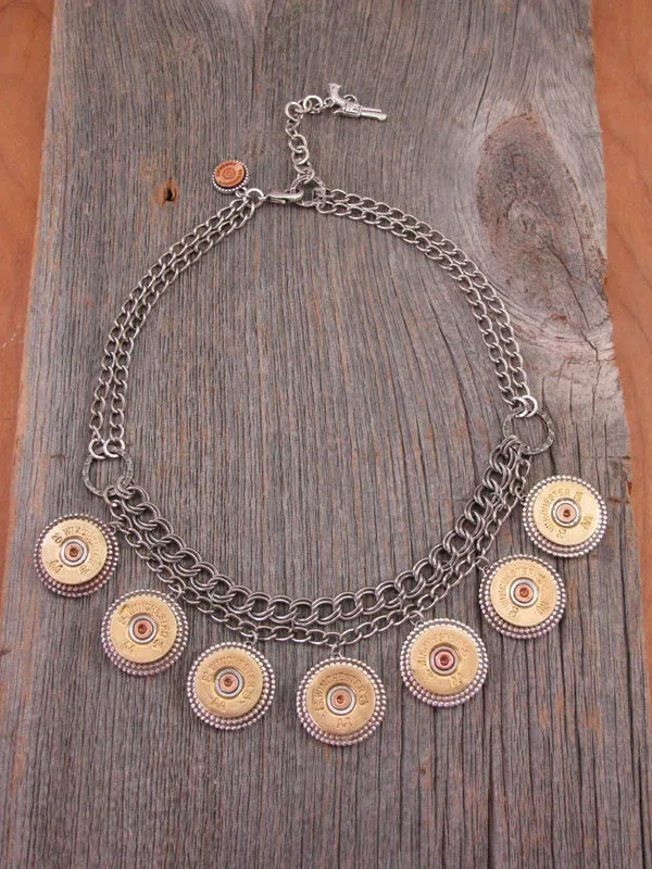 20 Gauge Shotshell Double Chain Bib Necklace