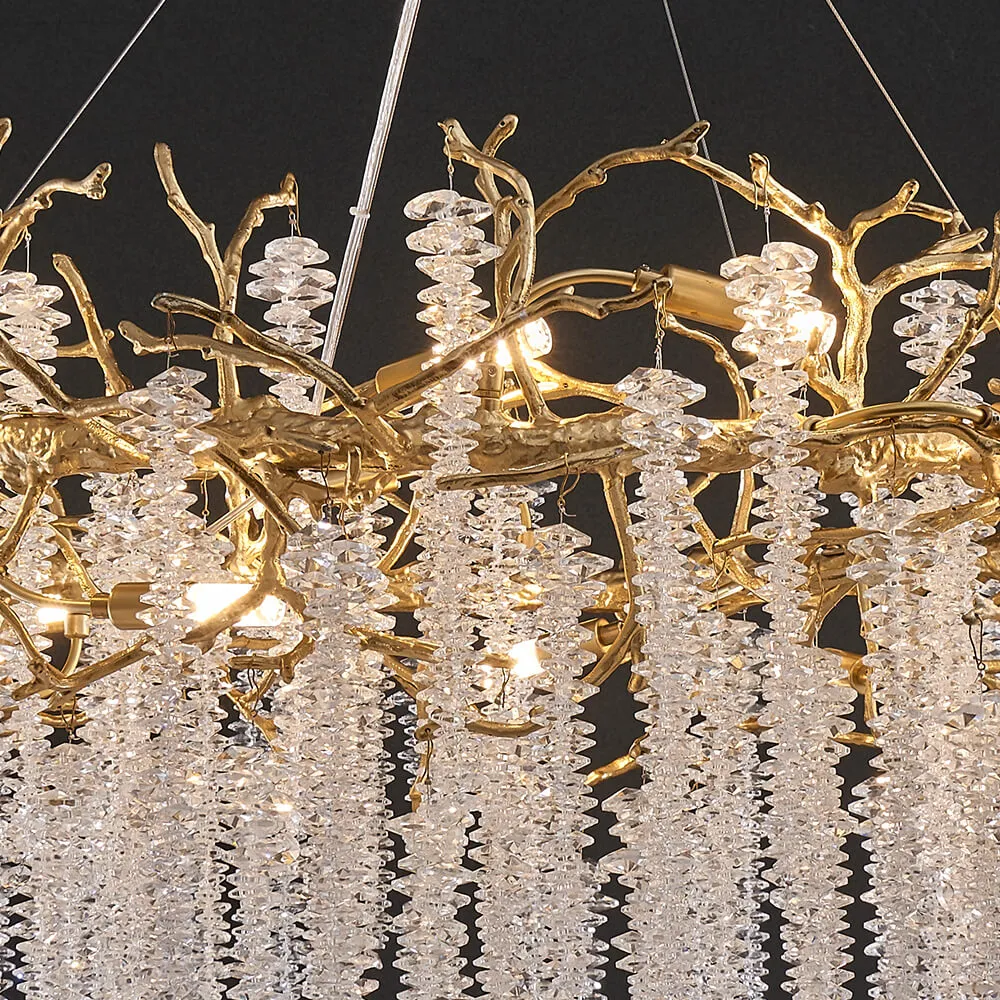 24-40 Inch Round Tree Branch Chandelier Modern Crystal Chandelier in Gold