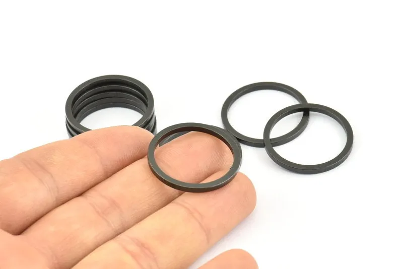 25mm Circle Connectors, 8 Oxidized Brass Black Circle Connectors (25x2x2mm) E009 S807