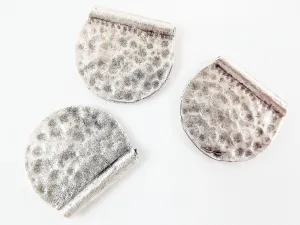 3 Hammered Semi Circle Statement Spacer Bead Pendants - Matte Silver Plated