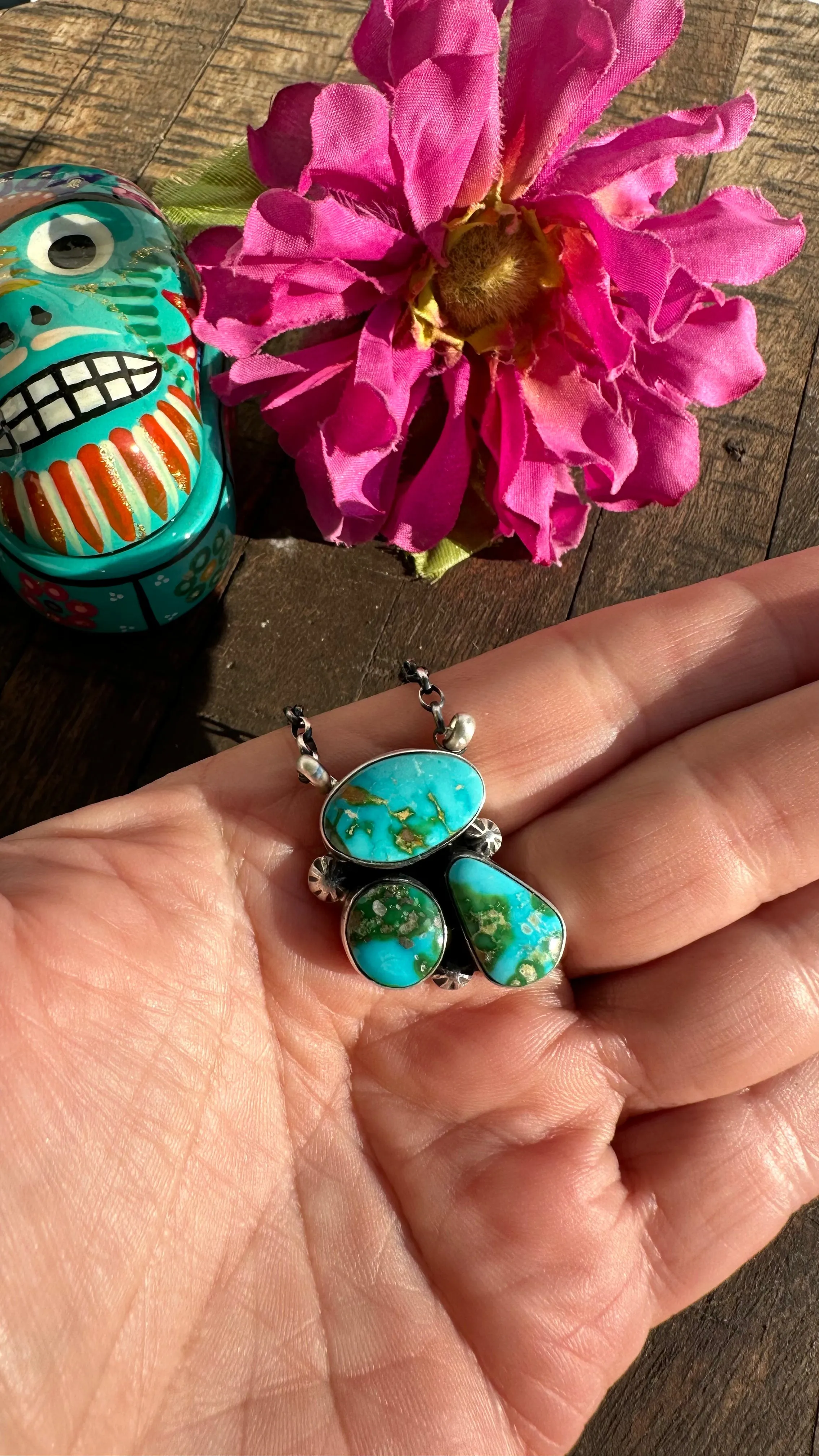 3 Stone Sonoran Gold Necklace