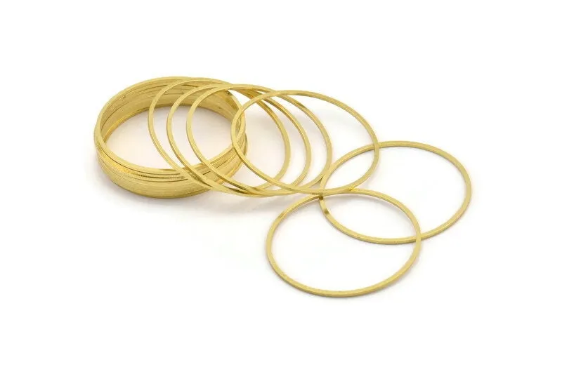 32mm Circle Connectors, 12 Raw Brass Circle Connectors (32x0.80mm) A3884