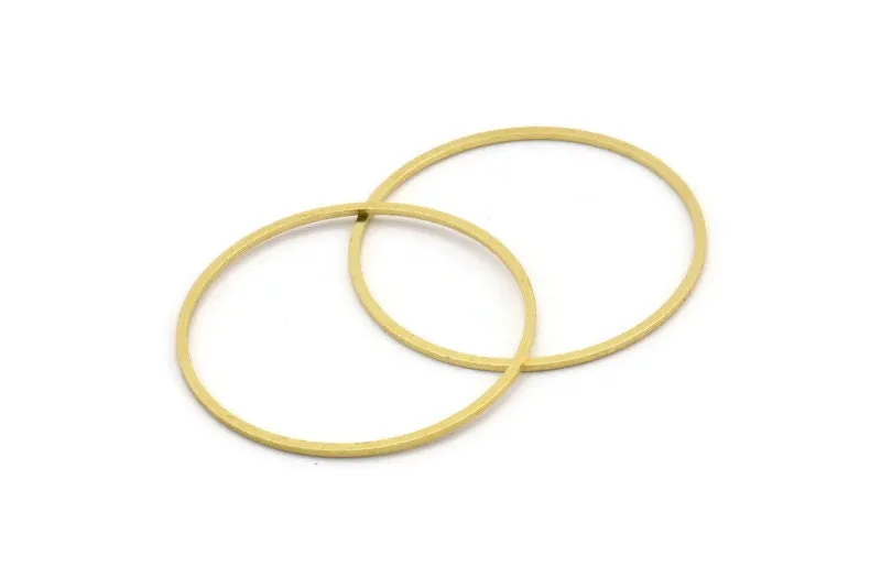 32mm Circle Connectors, 12 Raw Brass Circle Connectors (32x0.80mm) A3884
