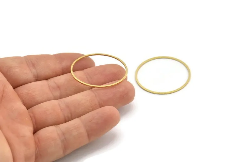 32mm Circle Connectors, 12 Raw Brass Circle Connectors (32x0.80mm) A3884