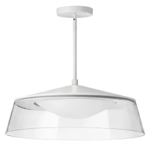 35W LED Pendant Matte White Finish with Clear Glass