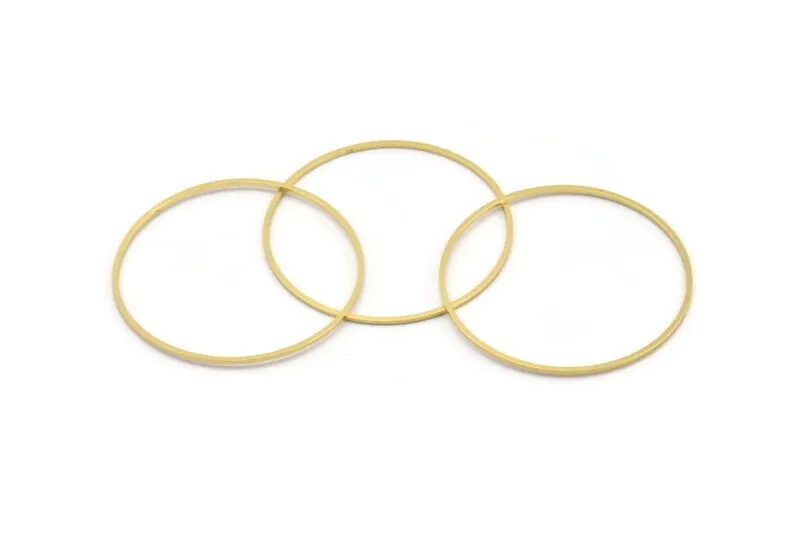 38mm Circle Connectors - 24 Raw Brass Circle Connectors (38x0.80mm) A4080