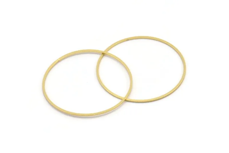 38mm Circle Connectors - 24 Raw Brass Circle Connectors (38x0.80mm) A4080