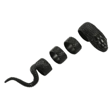 4 Piece Snake Rings Set for Women or Men (Silver or Black)