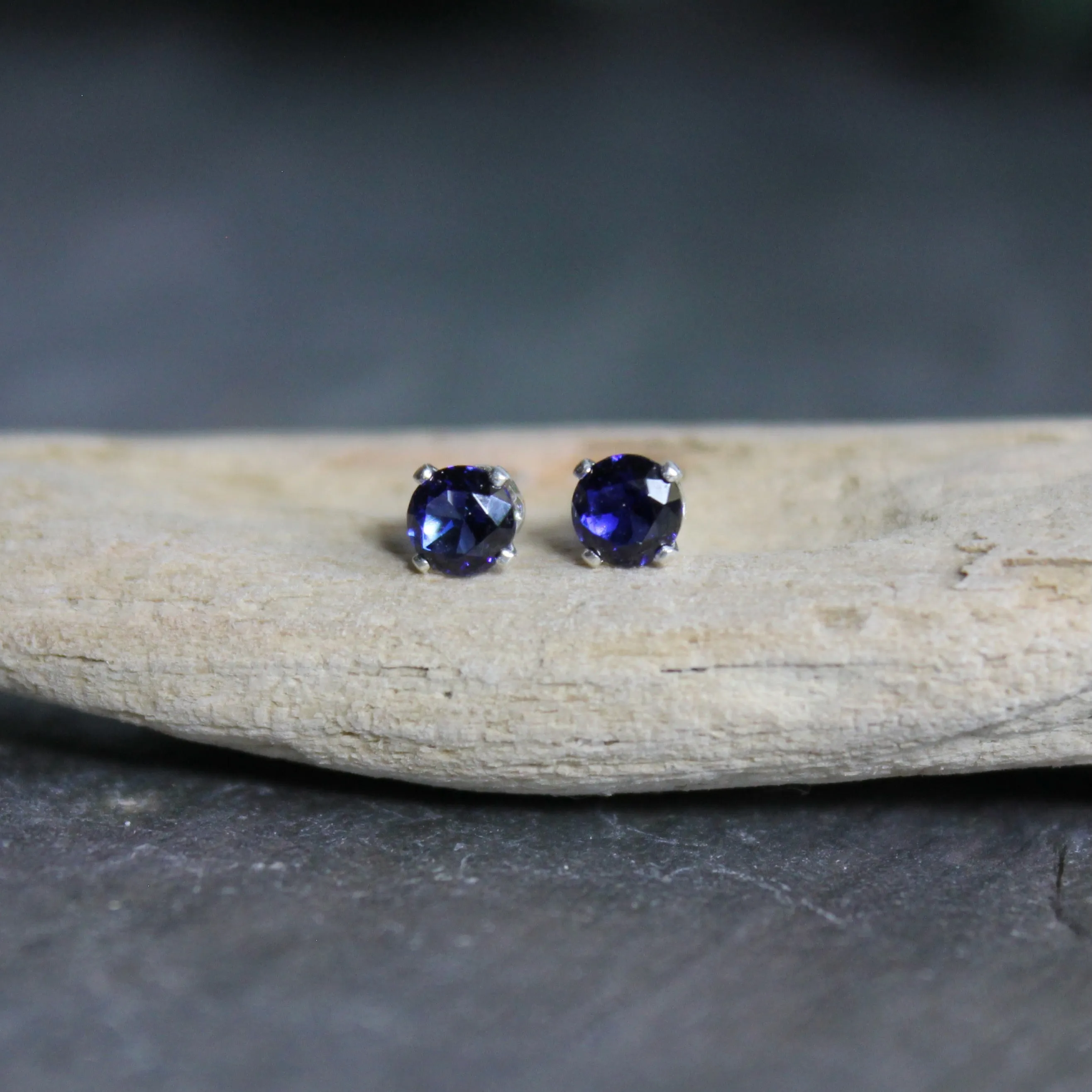4mm Sterling Silver Blue Sapphire Stud Earrings
