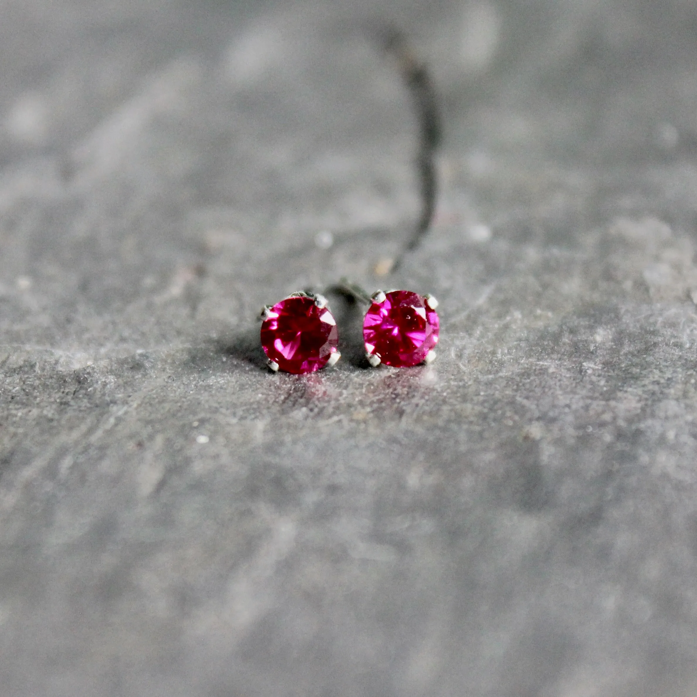 4mm Sterling Silver Ruby Stud Earrings