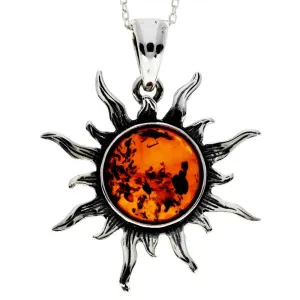 925 Sterling Silver & Baltic Amber Classic Star Pendant - 1505