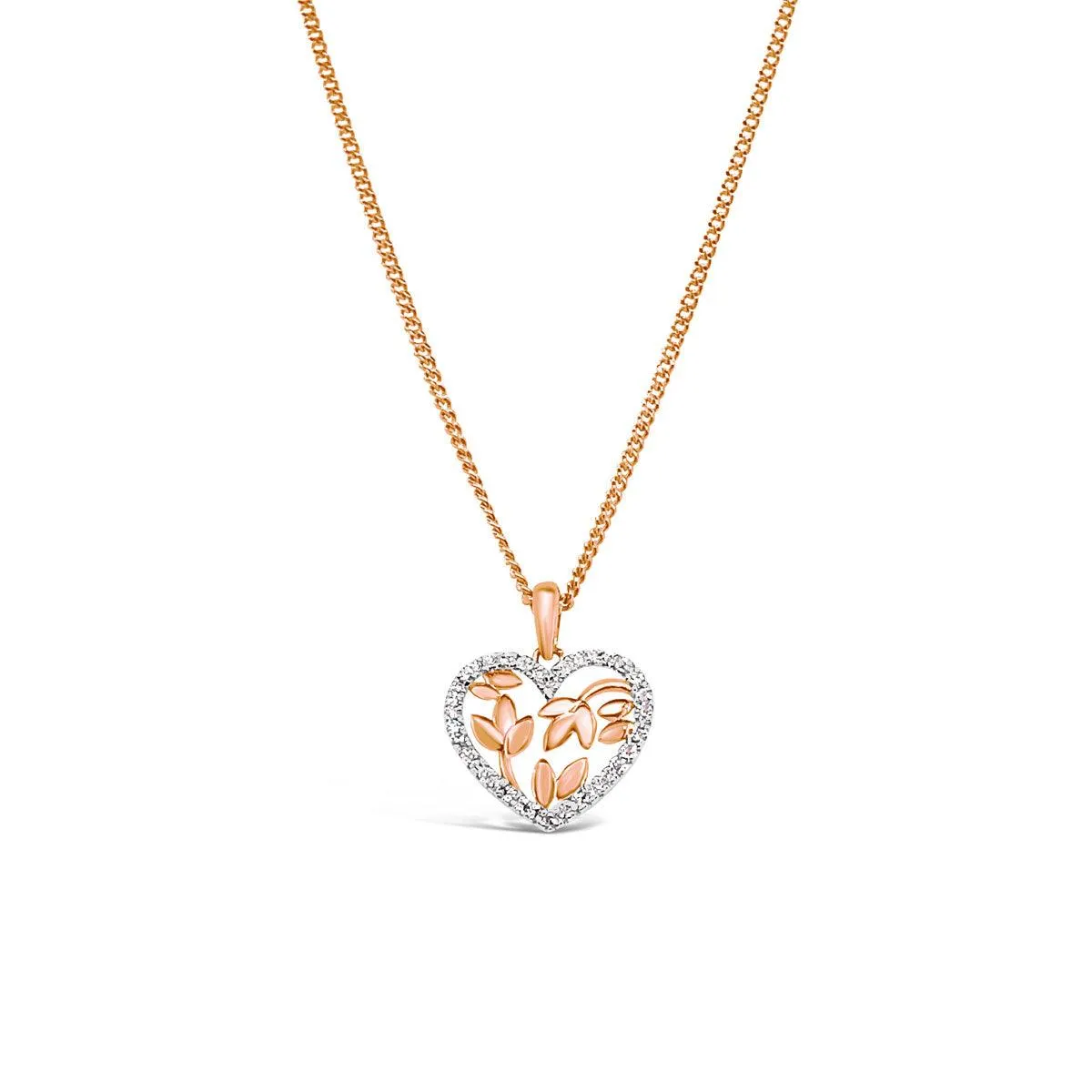 9k Rose Gold Heart Diamond Pendant