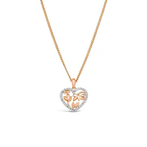 9k Rose Gold Heart Diamond Pendant