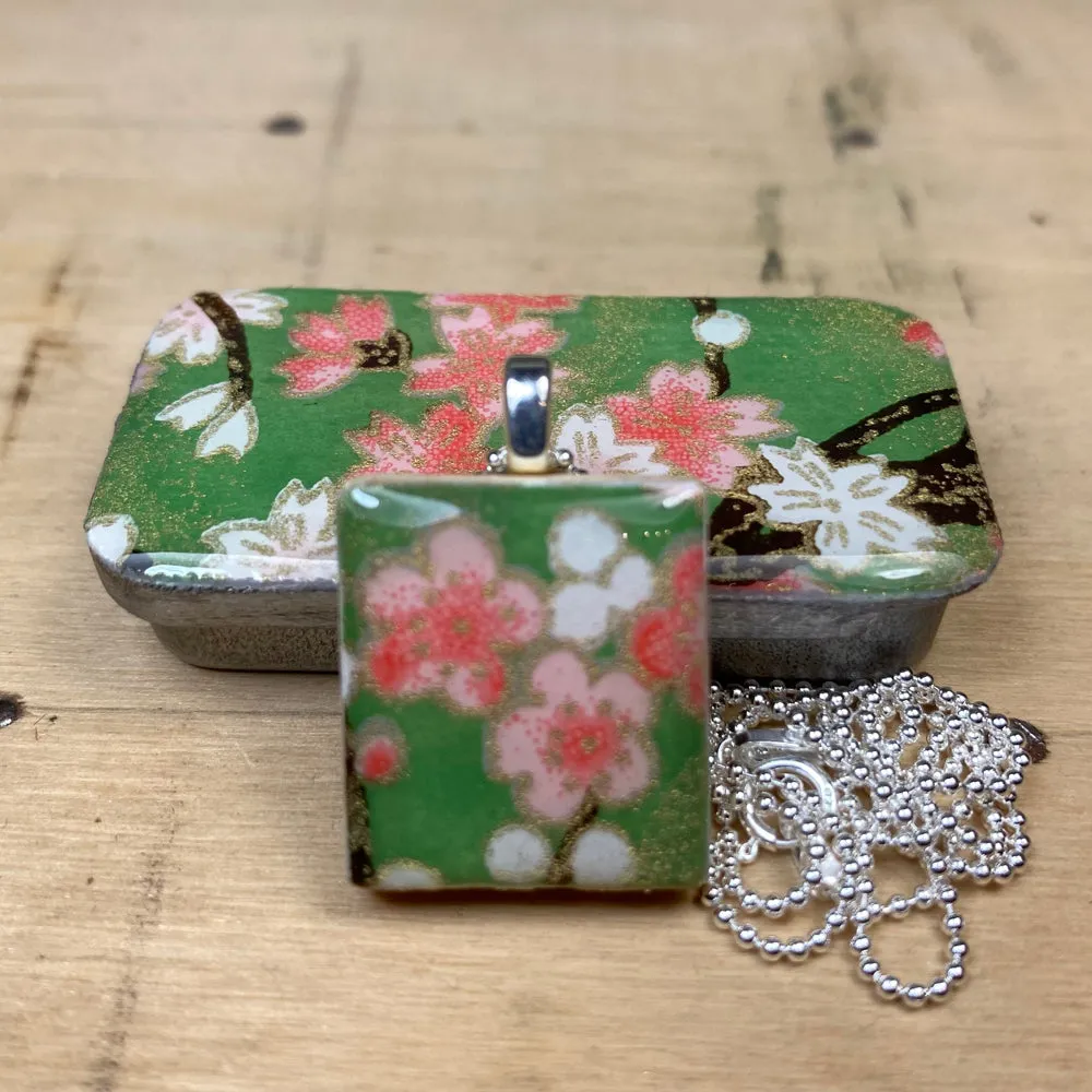 A Scrabble Tile Pendant and Teeny Tiny Tin Coral Jade