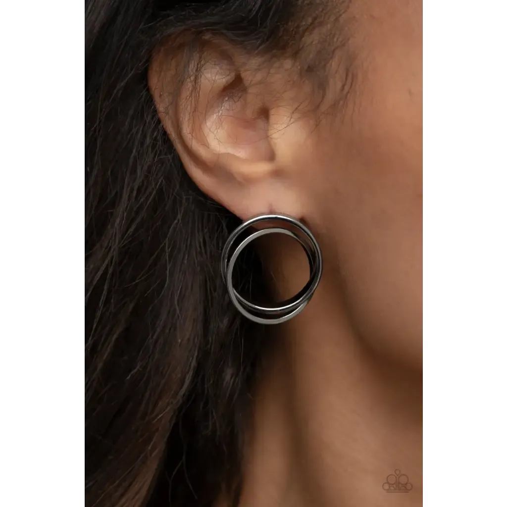 Always In The Loop - Black Earrings