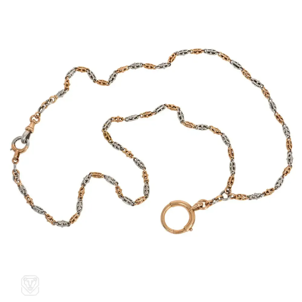 Antique French two-color gold and platinum chain