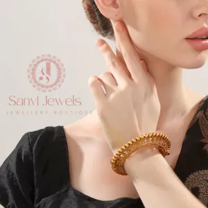 ANTIQUE MATT GOLD PLATED FLOWER LOOK PACHELI BANGLES