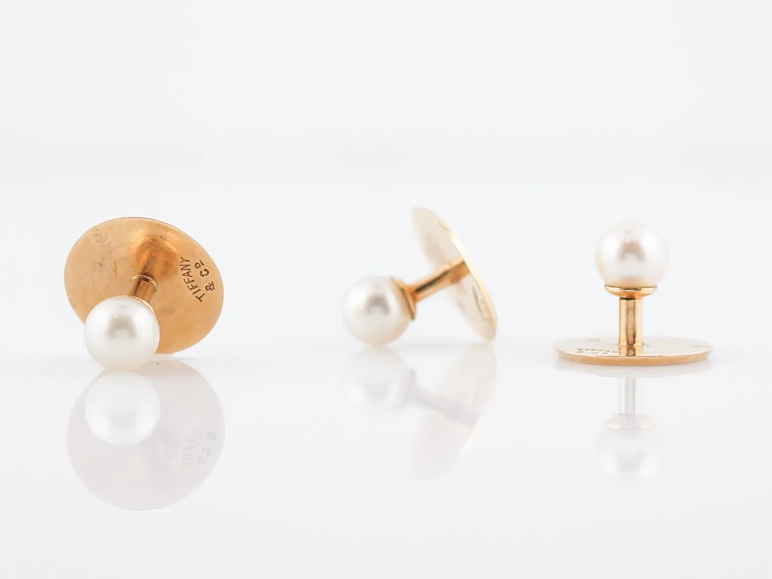 Antique Tuxedo Studs Victorian Tiffany & Co. Pearl in 18K Yellow Gold
