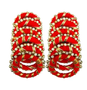 Arooman™ Handmade 2 Inch Round Gota Ring for Craft, Jari Chudi for Rangoli Kit | Decorations for Diwali Decorations, Art Work Festival Decorations Gift Color-Red