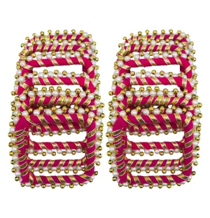 Arooman™ Handmade 3 Inch Chokor Gota Ring for Craft, Jari Chudi for Rangoli Kit | Decorations for Diwali Decorations, Art Work Festival Decorations Gift Color-Rani Pink