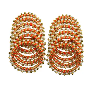 Arooman™ Handmade 3 Inch Round Gota Ring for Craft, Jari Chudi for Rangoli Kit | Decorations for Diwali Decorations, Art Work Festival Decorations Gift Color-Orange