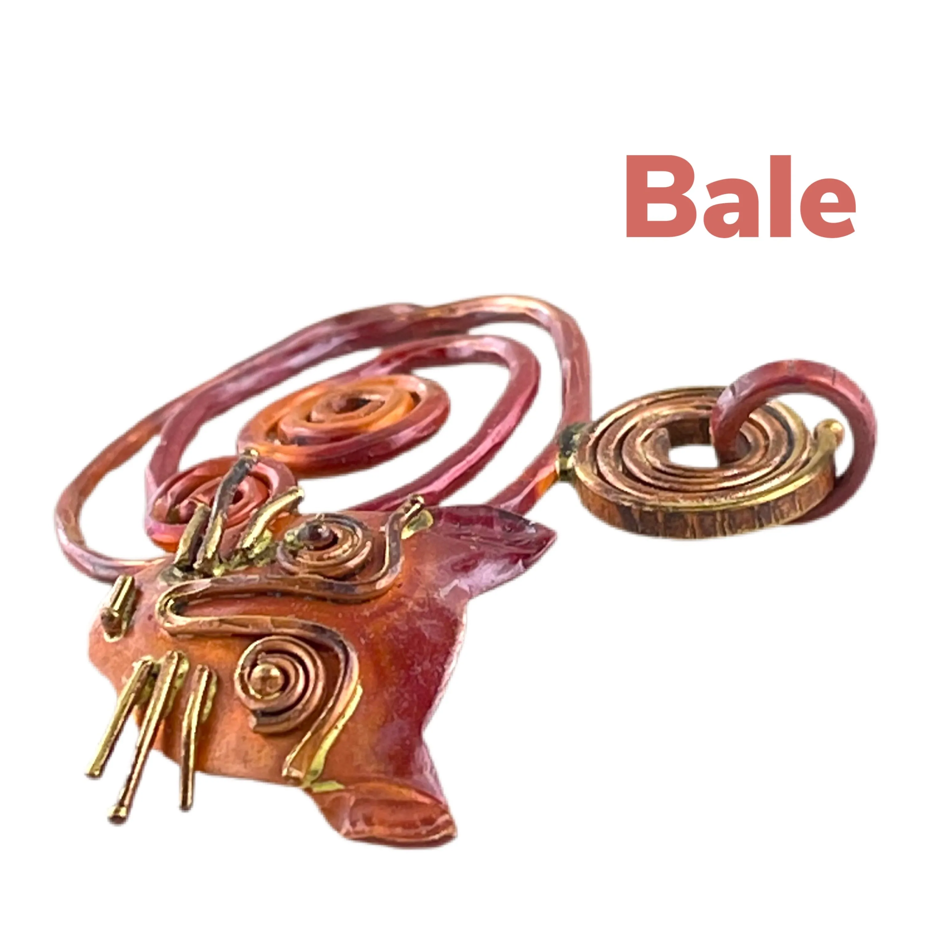 Artisan Curled Up Kitty Copper Pendant for Necklaces
