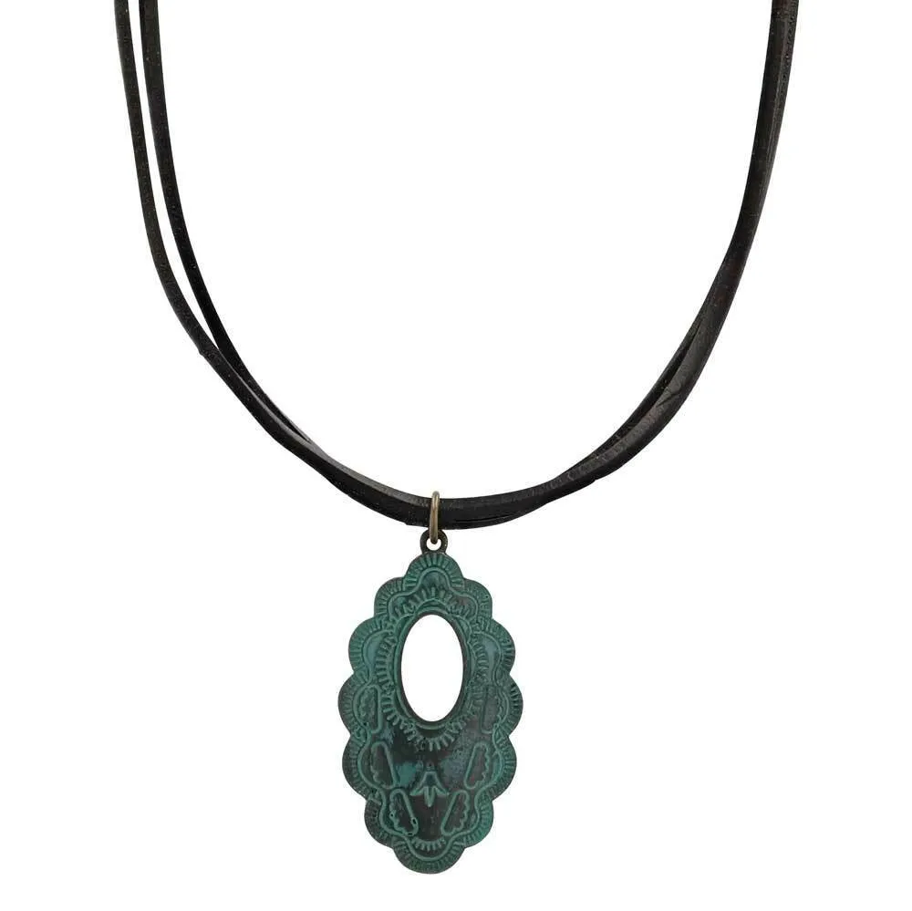 Attitude Scalloped Window Bronze Necklace- ANC5213
